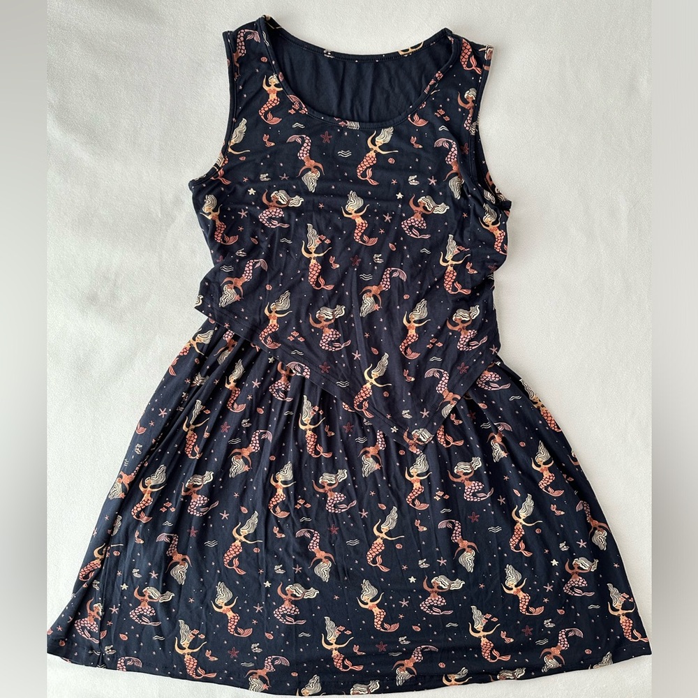 Latched Mama mermaids sleeveless nursing boardwalk dress swim coverup navy